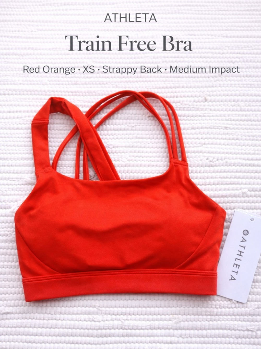Athleta Train Free Bra XS Red Orange Strappy Back Medium Impact NWT